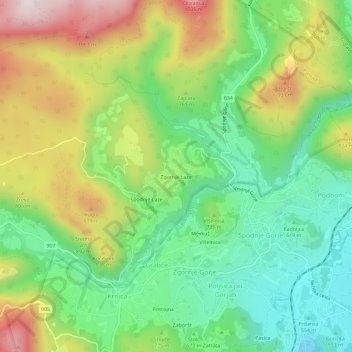 Mappa topografica Zgornje Laze, altitudine, rilievo