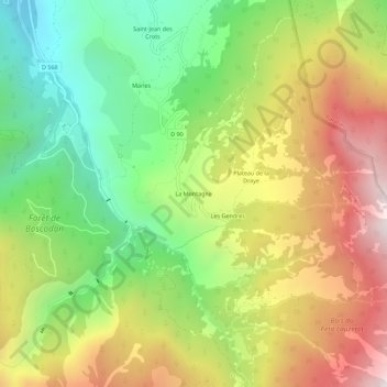 Mappa topografica La Montagne, altitudine, rilievo