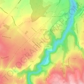 Mappa topografica Le Breuil, altitudine, rilievo
