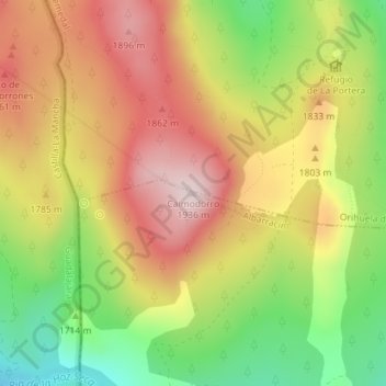 Mappa topografica Caimodorro, altitudine, rilievo