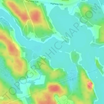 Mappa topografica Lake Cecebe, altitudine, rilievo
