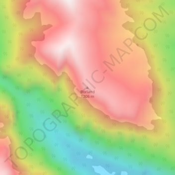 Mappa topografica Borland, altitudine, rilievo