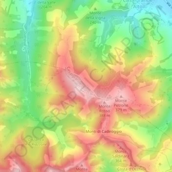 Mappa topografica La Riserva, altitudine, rilievo