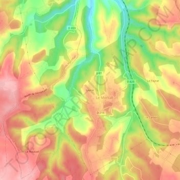 Mappa topografica Layrac, altitudine, rilievo
