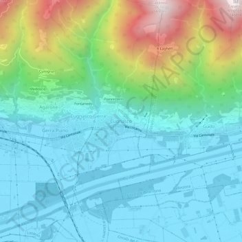 Mappa topografica Cugnasco, altitudine, rilievo