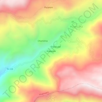 Mappa topografica Arequipa, altitudine, rilievo