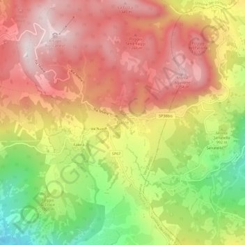 Mappa topografica Balze, altitudine, rilievo
