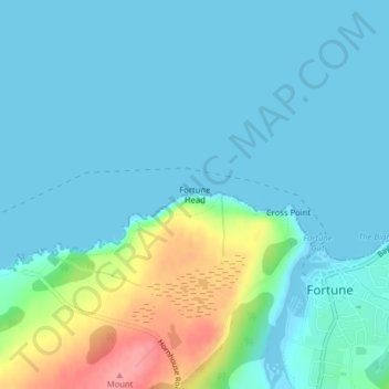 Mappa topografica Fortune Head, altitudine, rilievo