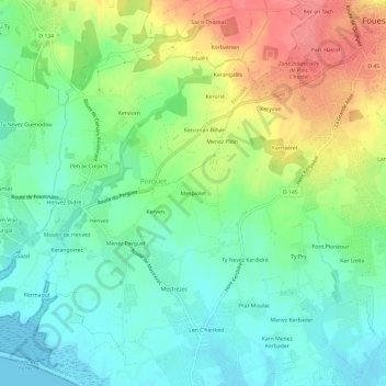 Mappa topografica Mespiolet, altitudine, rilievo