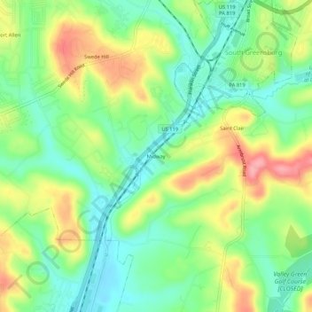 Mappa topografica Midway, altitudine, rilievo