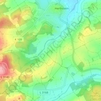 Mappa topografica Oberndorf, altitudine, rilievo