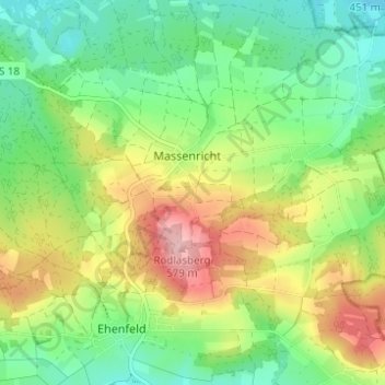 Mappa topografica Rödlas, altitudine, rilievo