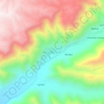Mappa topografica Mina San Juan, altitudine, rilievo