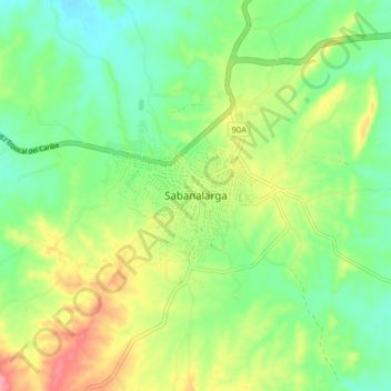 Mappa topografica Sabanalarga, altitudine, rilievo