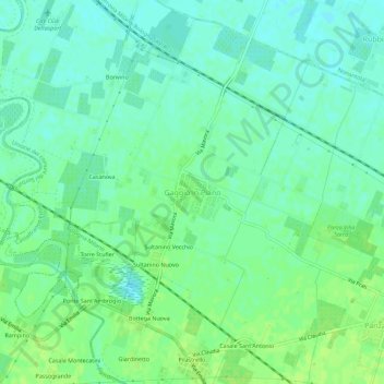 Mappa topografica Gaggio in Piano, altitudine, rilievo