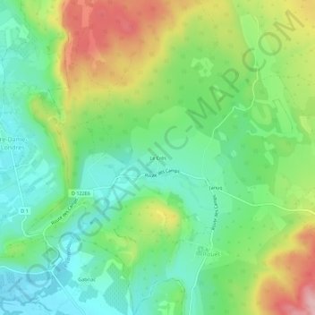 Mappa topografica Le Crès, altitudine, rilievo
