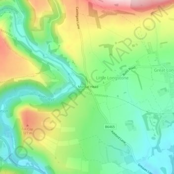 Mappa topografica Monsal Head, altitudine, rilievo