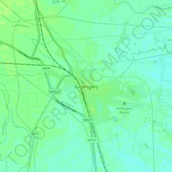 Mappa topografica Forbesganj, altitudine, rilievo
