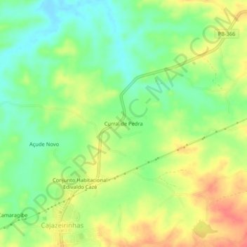 Mappa topografica Curral de Pedra, altitudine, rilievo