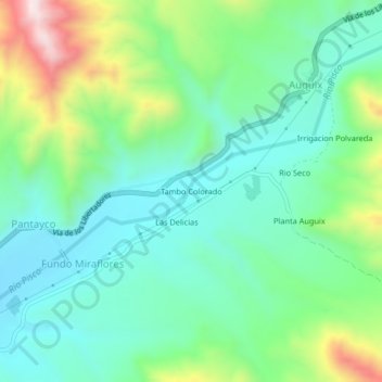 Mappa topografica Tambo Colorado, altitudine, rilievo