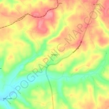 Mappa topografica Wrigley, altitudine, rilievo