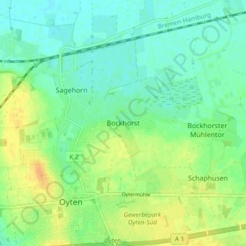 Mappa topografica Bockhorst, altitudine, rilievo