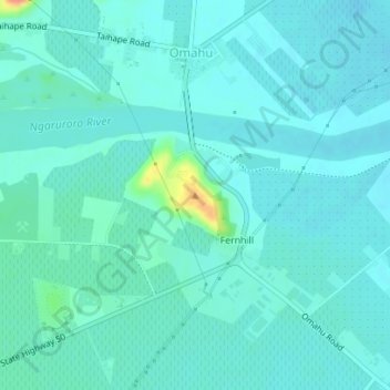Mappa topografica Puketapu, altitudine, rilievo