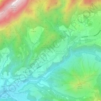Mappa topografica Ronchi, altitudine, rilievo