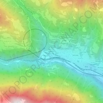 Mappa topografica Bertonio, altitudine, rilievo