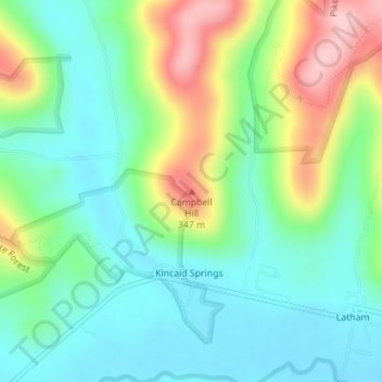 Mappa topografica Campbell Hill, altitudine, rilievo