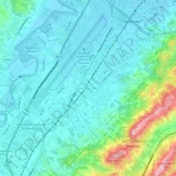 Mappa topografica Sambuceto, altitudine, rilievo