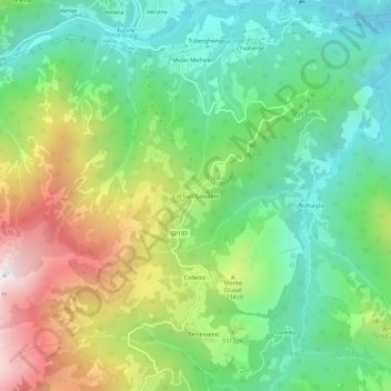 Mappa topografica Col San Giovanni, altitudine, rilievo