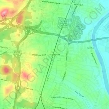 Mappa topografica Maplewood, altitudine, rilievo