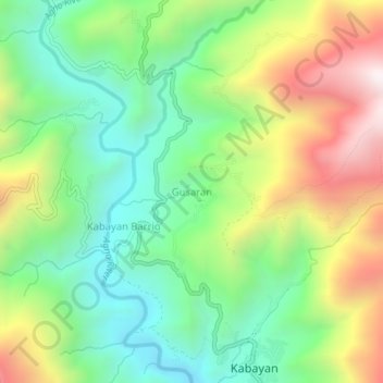 Mappa topografica Gusaran, altitudine, rilievo