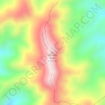 Mappa topografica Elkhorn Peak, altitudine, rilievo
