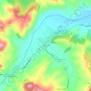 Mappa topografica Villanova, altitudine, rilievo