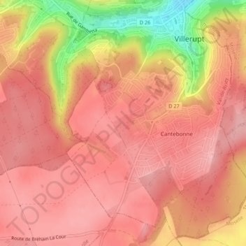 Mappa topografica Saleille, altitudine, rilievo