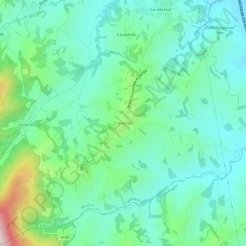 Mappa topografica Collamato, altitudine, rilievo