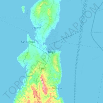 Mappa topografica Bogo, altitudine, rilievo