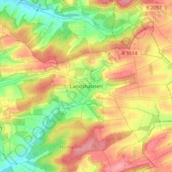 Mappa topografica Landshausen, altitudine, rilievo
