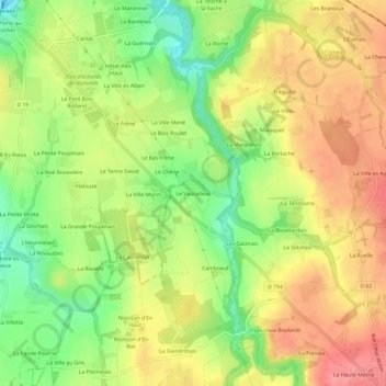 Mappa topografica Le Vauradeuc, altitudine, rilievo