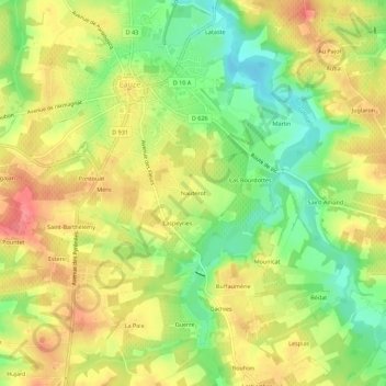 Mappa topografica Nauterot, altitudine, rilievo