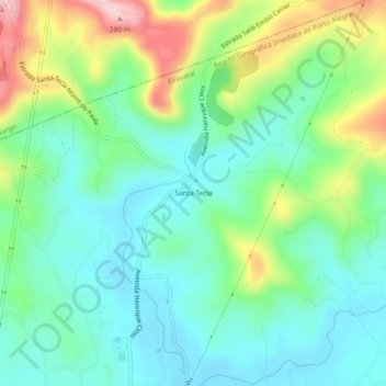 Mappa topografica Santa Tecla, altitudine, rilievo