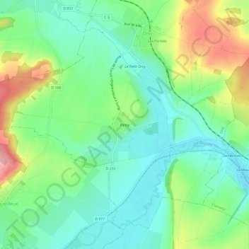 Mappa topografica Paroy, altitudine, rilievo