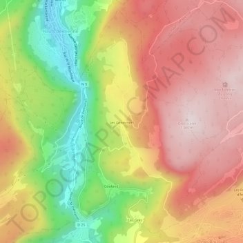 Mappa topografica Les Genévriers, altitudine, rilievo