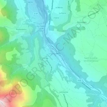 Mappa topografica La Guinguette, altitudine, rilievo