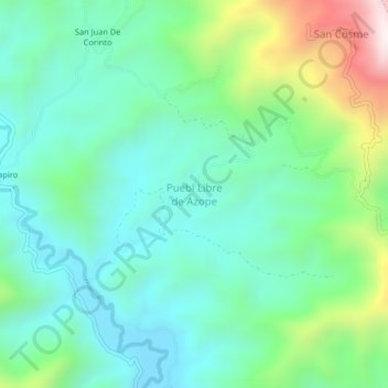 Mappa topografica Puebl Libre de Azope, altitudine, rilievo