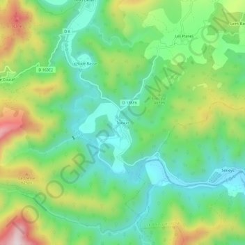 Mappa topografica Truscas, altitudine, rilievo