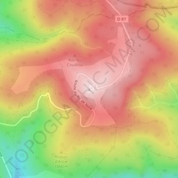 Mappa topografica Pic de Nore, altitudine, rilievo