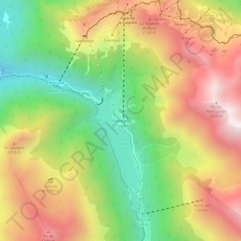 Mappa topografica Fabrèges, altitudine, rilievo